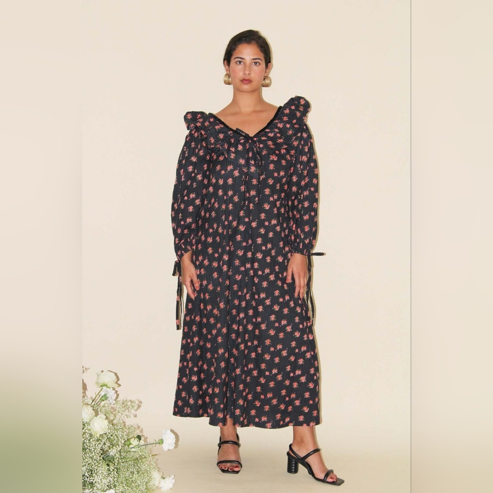 Damson Madder Barbs Roses Ruffle Dress Eu Size 10/ US Size 6